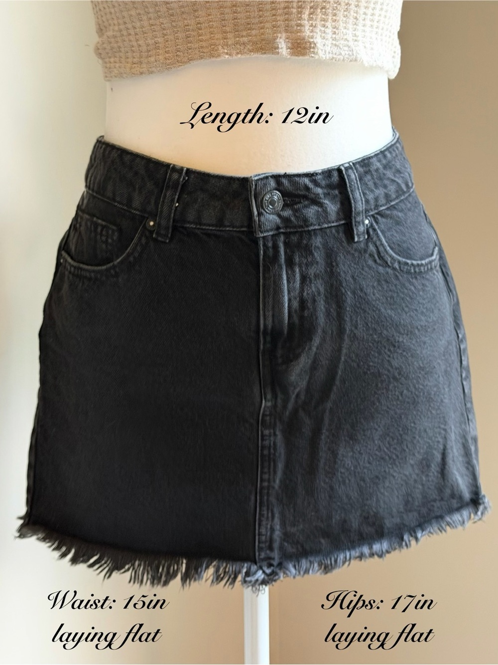 We The Free Black Denim Mini Skirt